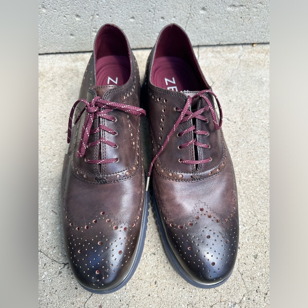Burgundy wing tip oxfords